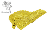 Coins de cercueil européens en or pâle en plastique vierge PP 18# avec tubes en acier