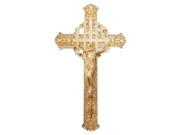 Crucifix de coffre de couleur dorée Taille 29 × 16 Cm