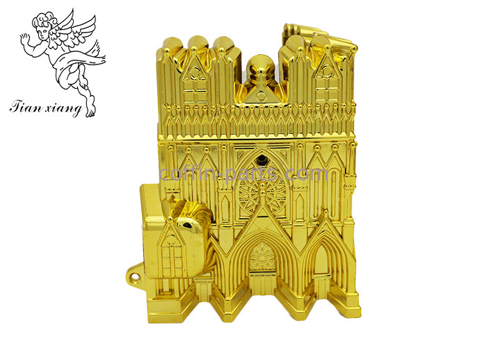 Le cercueil en plastique adapté aux besoins du client de Vierge accule le style américain d'or pâle avec la cathédrale