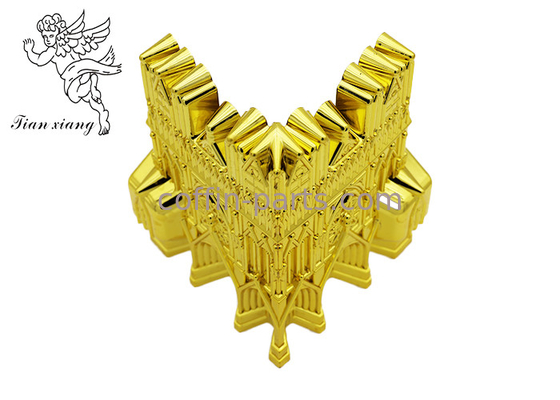 Customized Virgin Plastic Casket Corners Pale Golden American Style With Cathedral