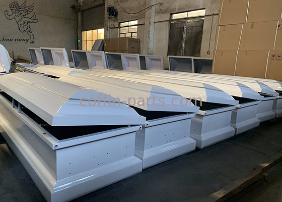 Funeral Metallic Coffin Customizable Interior ISO9001 Certificate