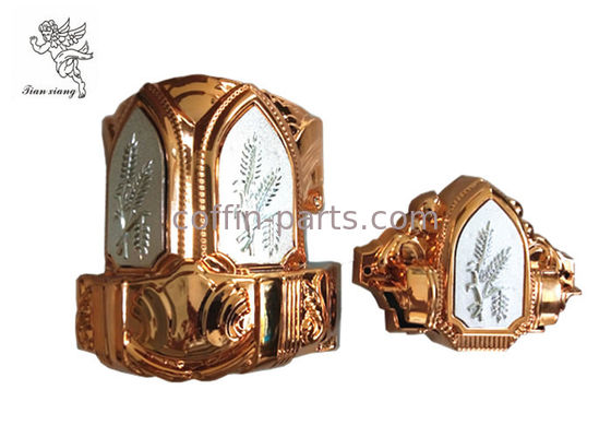 Brass Color  Plastc Material  Funeral Casket Corner with  Silver Wheat  Steel bar