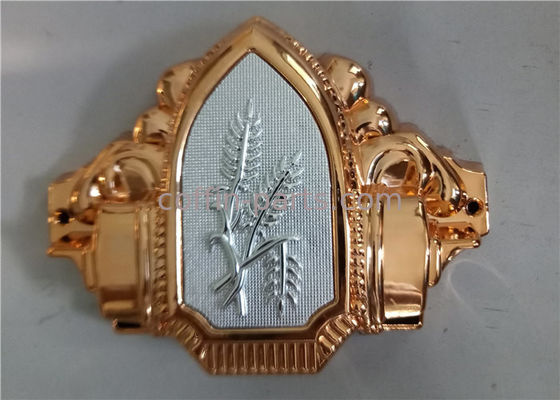 Brass Color  Plastc Material  Funeral Casket Corner with  Silver Wheat  Steel bar