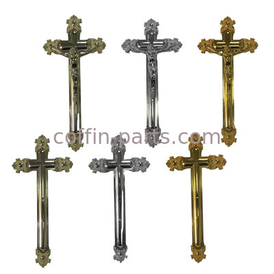 Crucifix ornemental de cercueil de Jésus pour le × funèbre 20,8 cm de la taille 44,8 de couleur d'or